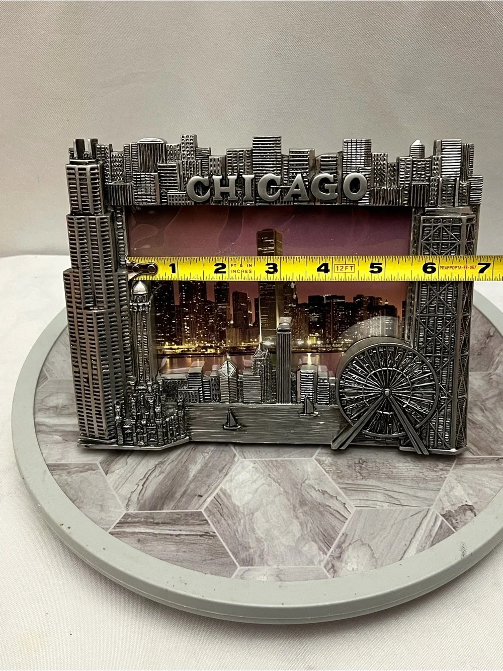 City Concepts Chicago Skyline 4x6 Photo Frame Silver Souvenir Ferris Wheel